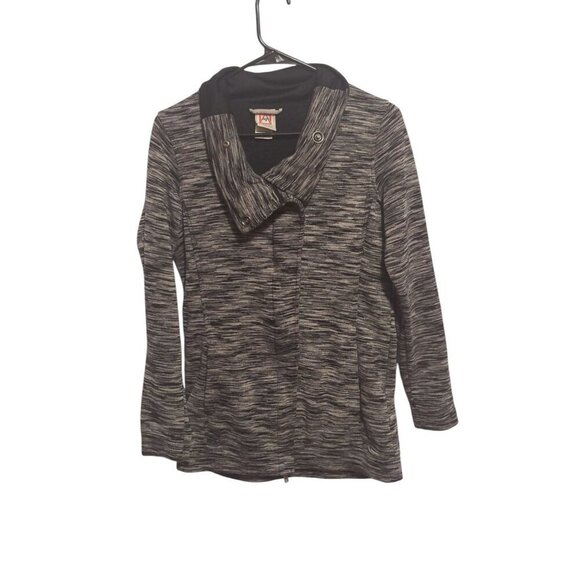 Women's Avalanche Black & Gray Heathered Diagonal Zip up Jacket Size Medium - Picture 1 of 12